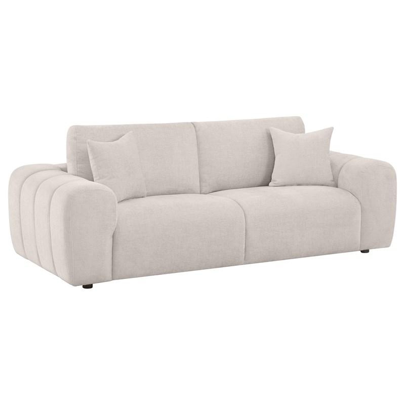 Coaster Furniture Burnett 504955 Chenille Upholstered Wide Arm Sofa - Ivory