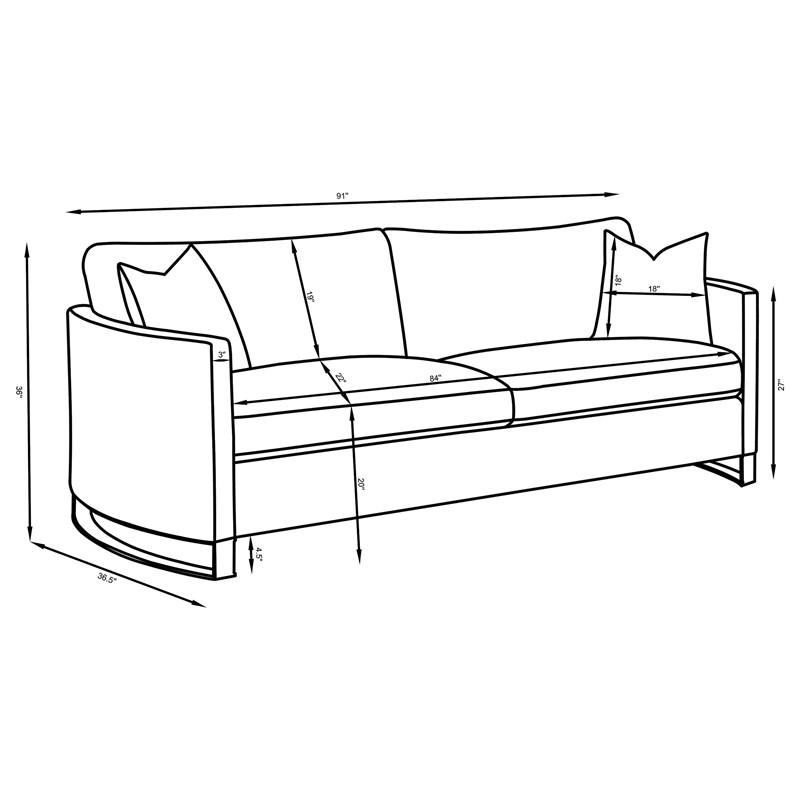 Large Picture of Coaster Furniture Corliss 508824 Upholstered Curved Track Arm Sofa - Camel