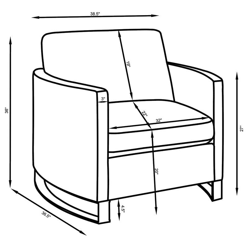 Large Picture of Coaster Furniture Corliss 508826 Upholstered Curved Track Arm Chair - Camel