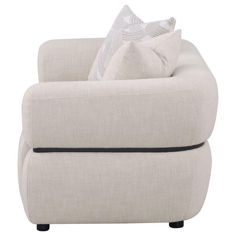 Large Picture of Coaster Furniture Jeanette 508962 73-inch Fabric Upholstered Round Arm Loveseat - Beige