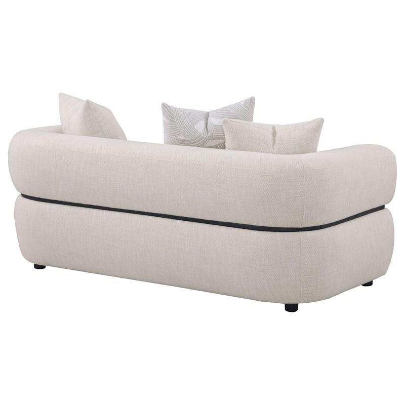 Large Picture of Coaster Furniture Jeanette 508962 73-inch Fabric Upholstered Round Arm Loveseat - Beige
