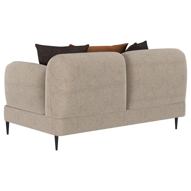 Large Picture of Coaster Furniture Jade 509412 Chenille Upholstered Sculpted Track Arm Loveseat - Latte