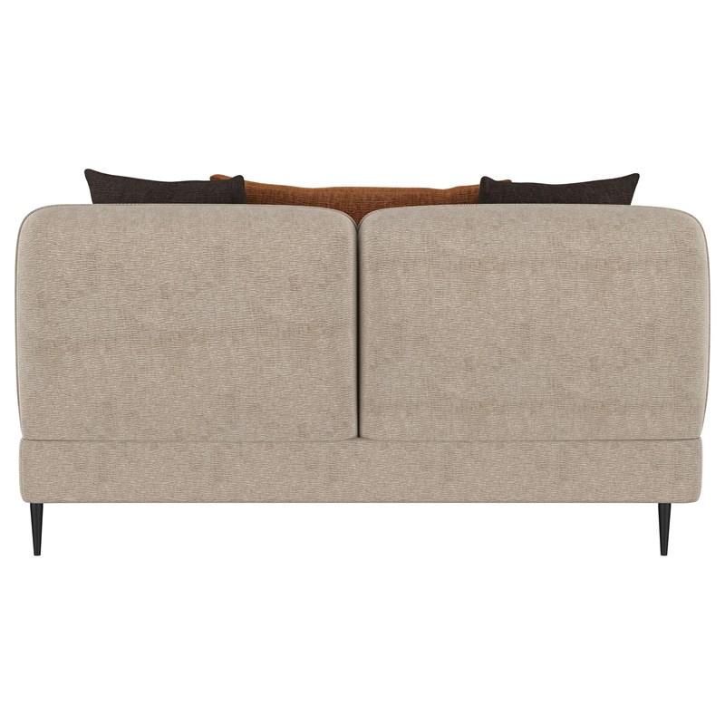 Large Picture of Coaster Furniture Jade 509412 Chenille Upholstered Sculpted Track Arm Loveseat - Latte