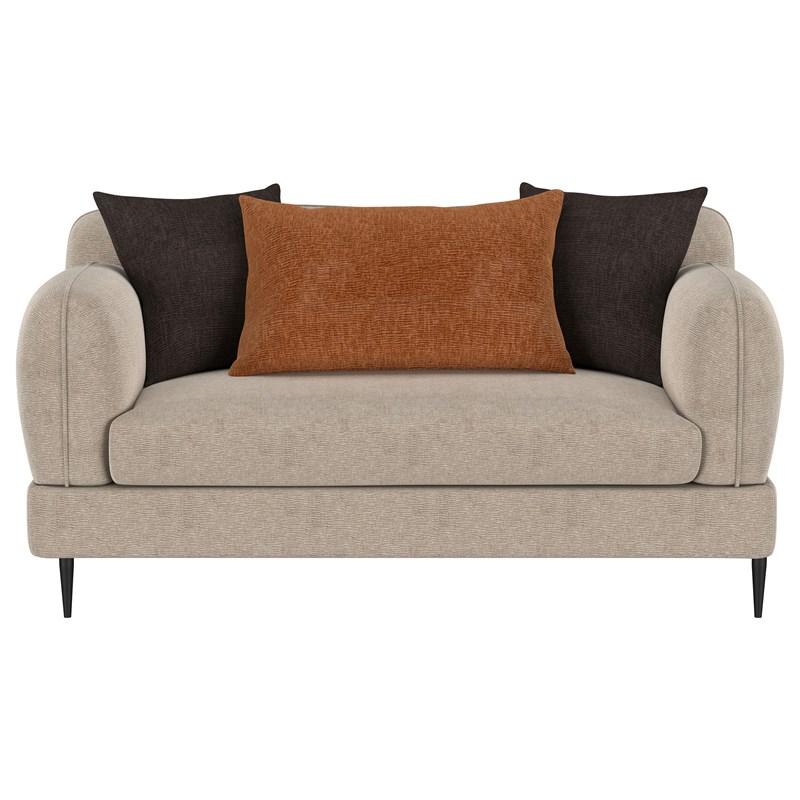 Large Picture of Coaster Furniture Jade 509412 Chenille Upholstered Sculpted Track Arm Loveseat - Latte