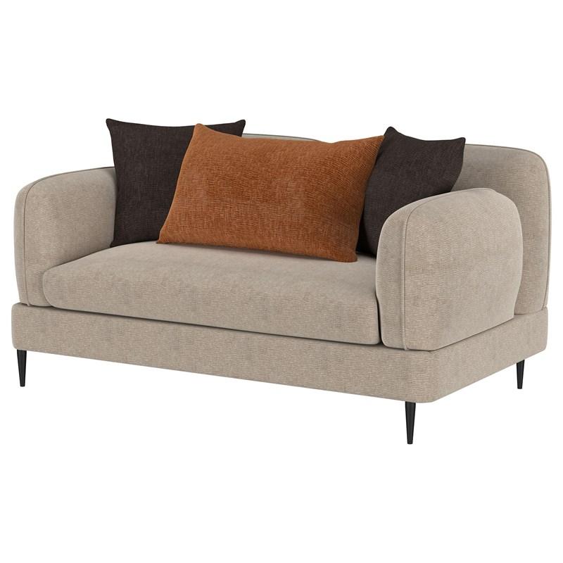 Large Picture of Coaster Furniture Jade 509412 Chenille Upholstered Sculpted Track Arm Loveseat - Latte