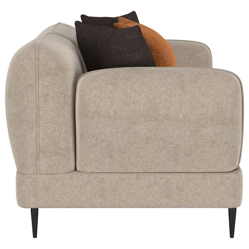 Large Picture of Coaster Furniture Jade 509412 Chenille Upholstered Sculpted Track Arm Loveseat - Latte