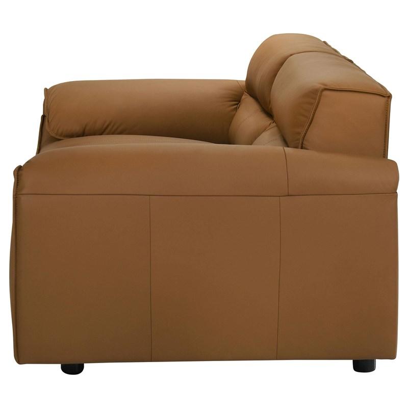 Large Picture of Coaster Furniture Buxton 509502 Top Grain Leather Upholstered Loveseat - Orange