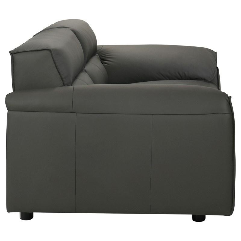 Large Picture of Coaster Furniture Buxton 509505 Top Grain Leather Upholstered Loveseat - Graphite