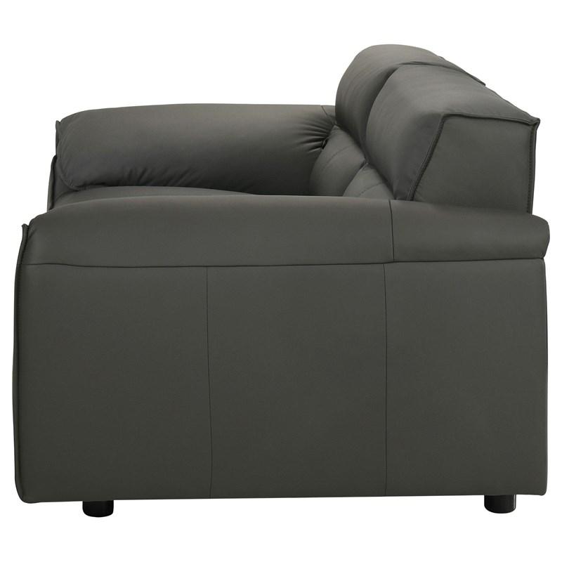 Large Picture of Coaster Furniture Buxton 509505 Top Grain Leather Upholstered Loveseat - Graphite