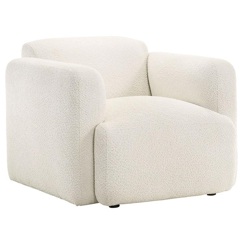 Coaster Furniture Dorset 509813 Fabric Upholstered Round Track Arm Accent Chair - White