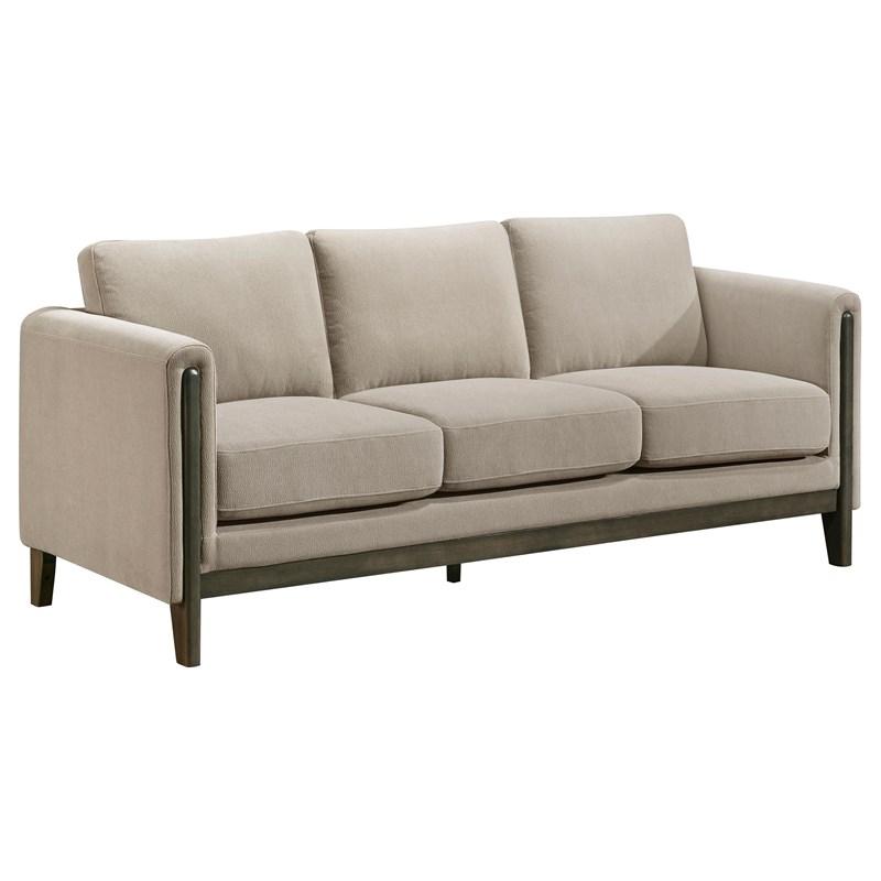 Large Picture of Coaster Furniture Islington 511101 Fabric Upholstered Panel Arm Sofa - Taupe