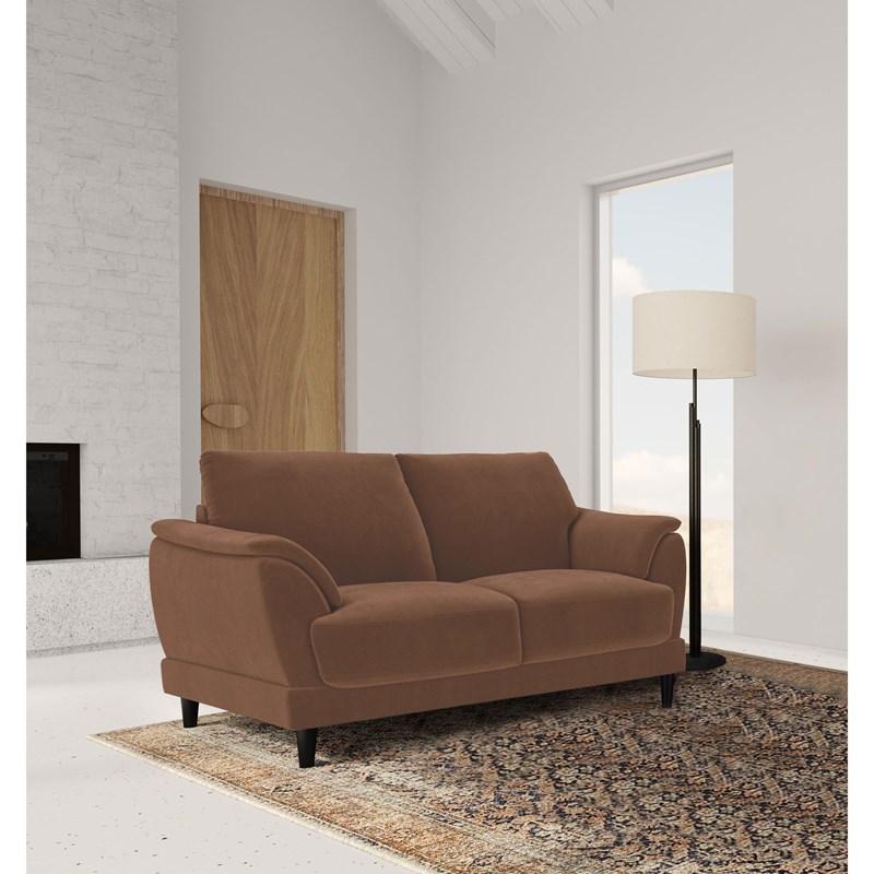 Large Picture of Coaster Furniture Selma 552102 Velvet Upholstered Crescent Arm Loveseat - Rust