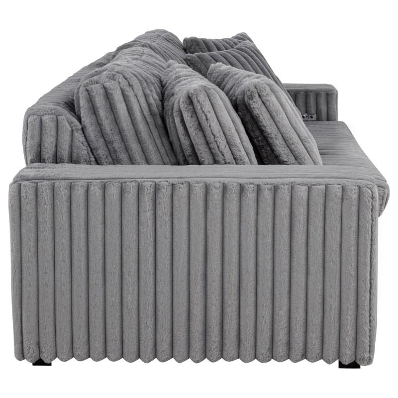 Large Picture of Coaster Furniture Jacana 600536P Corduroy Upholstered Dual Power Chaise Sofa - Grey