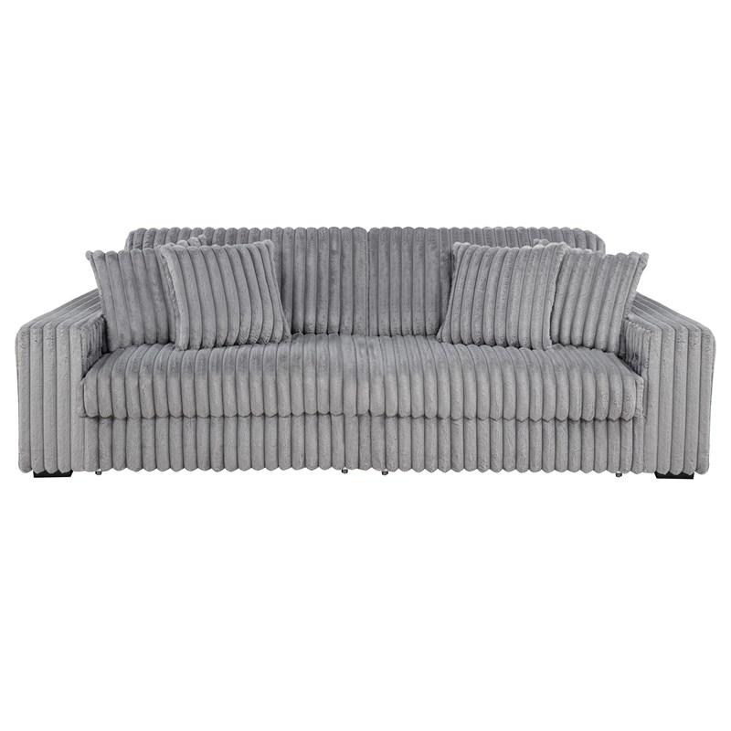 Large Picture of Coaster Furniture Jacana 600536P Corduroy Upholstered Dual Power Chaise Sofa - Grey