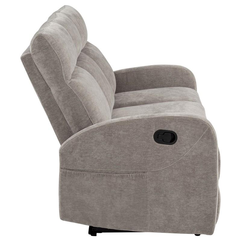 Large Picture of Coaster Furniture Hamilton 603371 Chenille Upholstered Manual Reclining Sofa - Sand