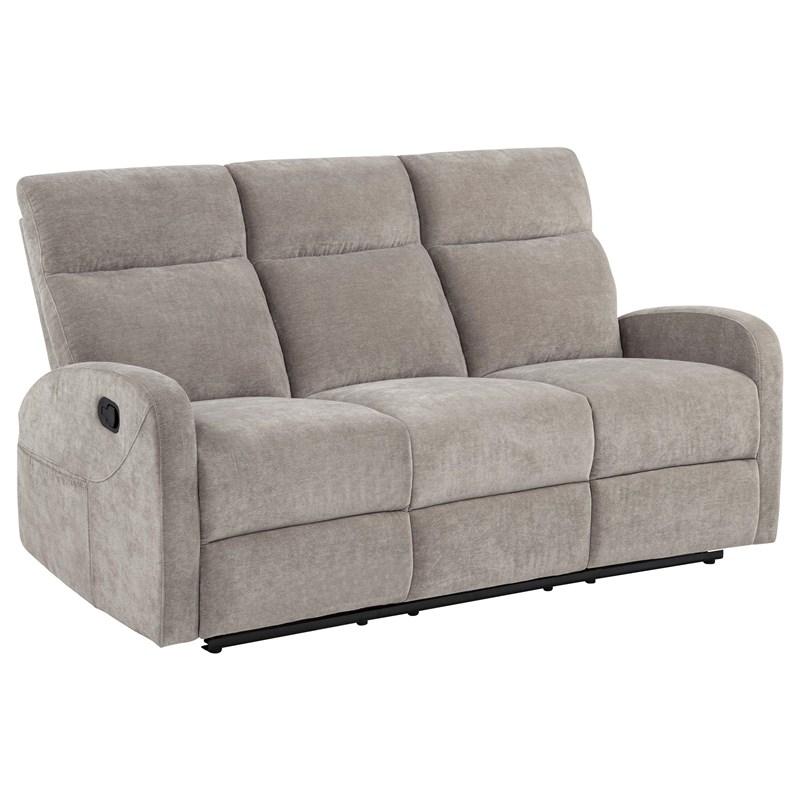 Large Picture of Coaster Furniture Hamilton 603371 Chenille Upholstered Manual Reclining Sofa - Sand