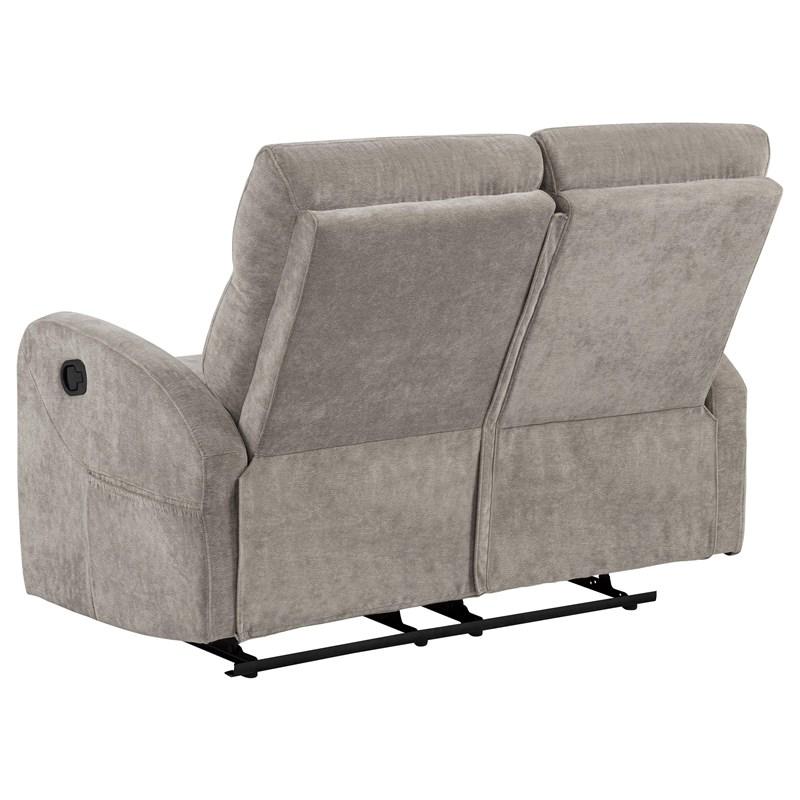 Large Picture of Coaster Furniture Hamilton 603372 Chenille Upholstered Manual Reclining Loveseat - Sand