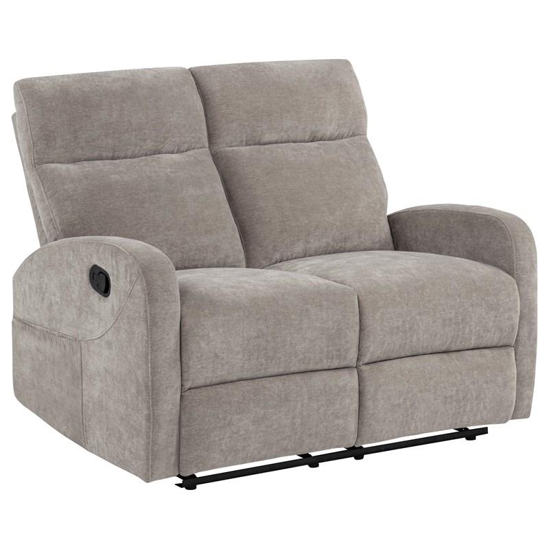 Large Picture of Coaster Furniture Hamilton 603372 Chenille Upholstered Manual Reclining Loveseat - Sand
