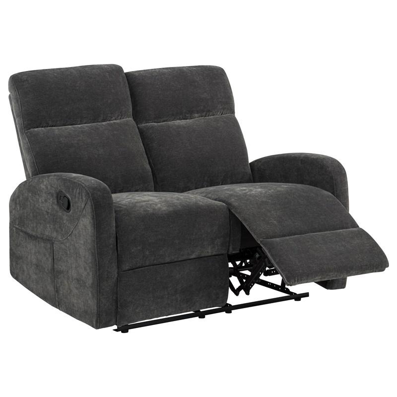Coaster Furniture Hamilton 603375 Chenille Upholstered Manual Reclining Loveseat - Charcoal Grey