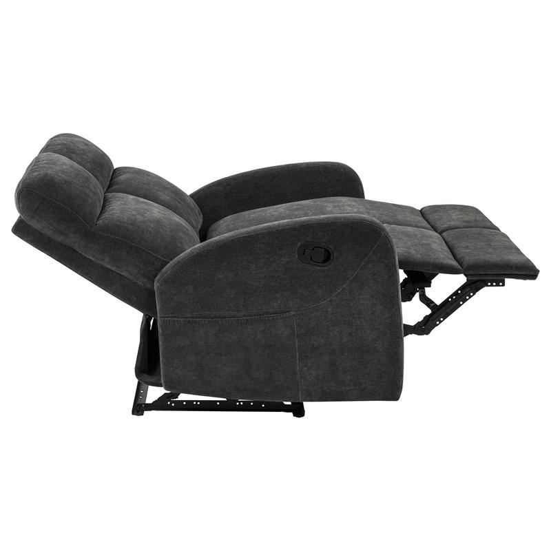 Large Picture of Coaster Furniture Hamilton 603375 Chenille Upholstered Manual Reclining Loveseat - Charcoal Grey