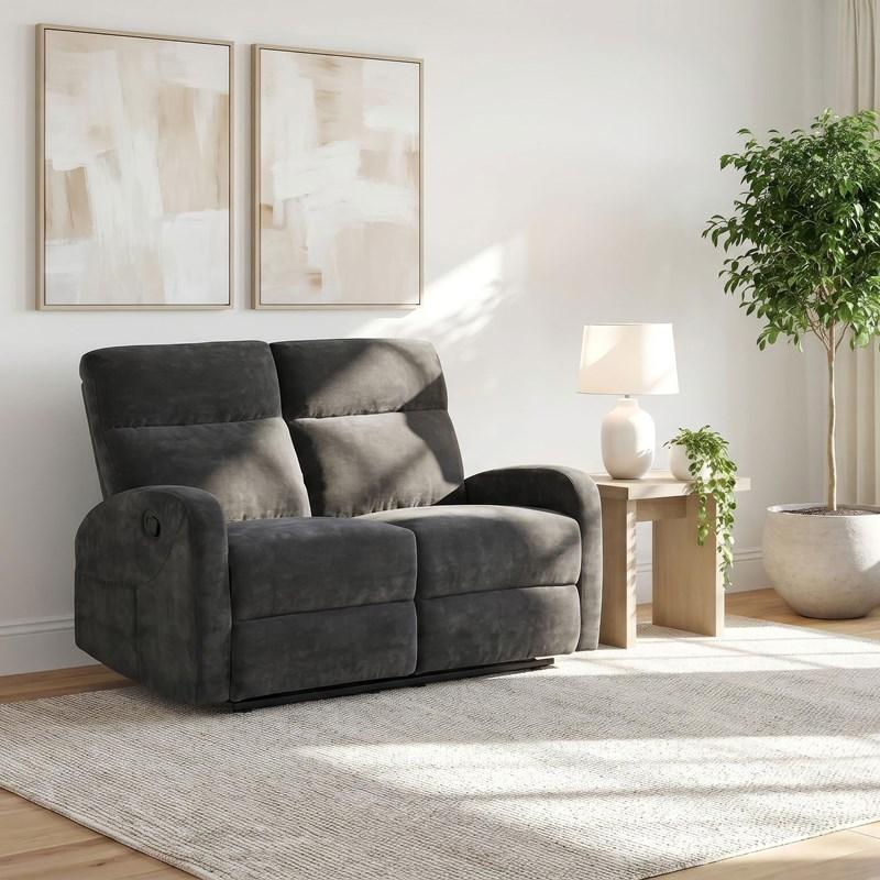 Large Picture of Coaster Furniture Hamilton 603375 Chenille Upholstered Manual Reclining Loveseat - Charcoal Grey