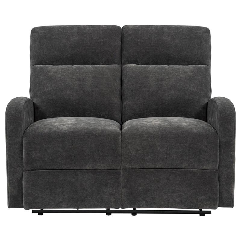 Large Picture of Coaster Furniture Hamilton 603375 Chenille Upholstered Manual Reclining Loveseat - Charcoal Grey