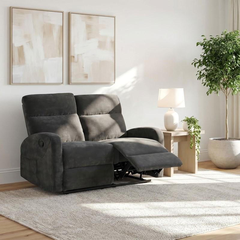 Large Picture of Coaster Furniture Hamilton 603375 Chenille Upholstered Manual Reclining Loveseat - Charcoal Grey