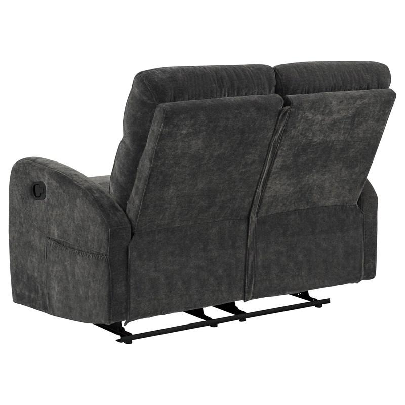 Large Picture of Coaster Furniture Hamilton 603375 Chenille Upholstered Manual Reclining Loveseat - Charcoal Grey