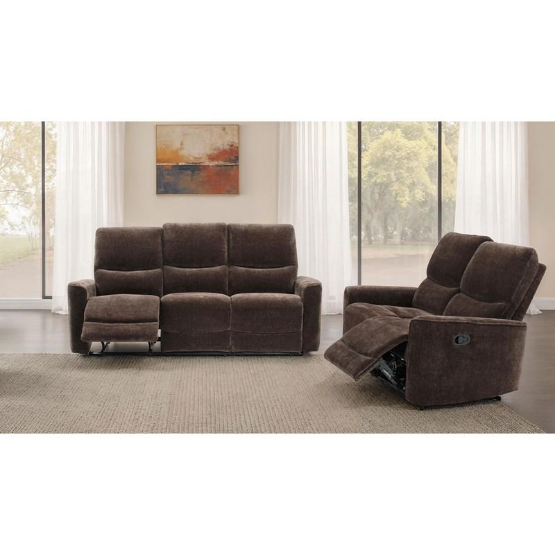 Large Picture of Coaster Furniture Navarro 609572 Chenille Upholstered Reclining Loveseat - Dark Brown