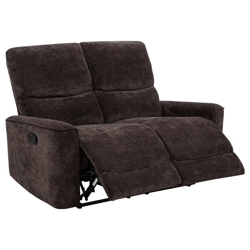 Large Picture of Coaster Furniture Navarro 609572 Chenille Upholstered Reclining Loveseat - Dark Brown