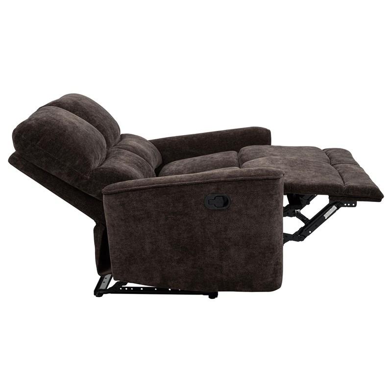Large Picture of Coaster Furniture Navarro 609572 Chenille Upholstered Reclining Loveseat - Dark Brown