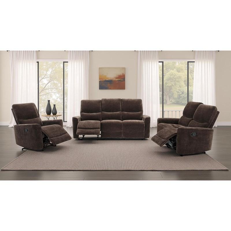 Large Picture of Coaster Furniture Navarro 609573 Chenille Upholstered Glider Recliner - Dark Brown