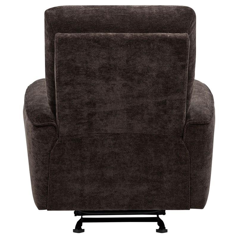 Large Picture of Coaster Furniture Navarro 609573 Chenille Upholstered Glider Recliner - Dark Brown