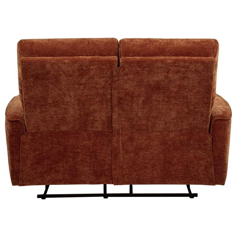 Large Picture of Coaster Furniture Navarro 609575 Chenille Upholstered Reclining Loveseat - Burnt Orange