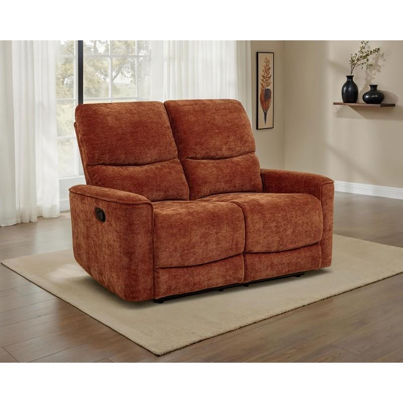 Large Picture of Coaster Furniture Navarro 609575 Chenille Upholstered Reclining Loveseat - Burnt Orange