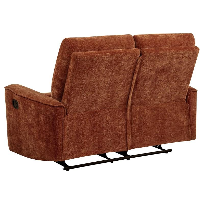 Large Picture of Coaster Furniture Navarro 609575 Chenille Upholstered Reclining Loveseat - Burnt Orange