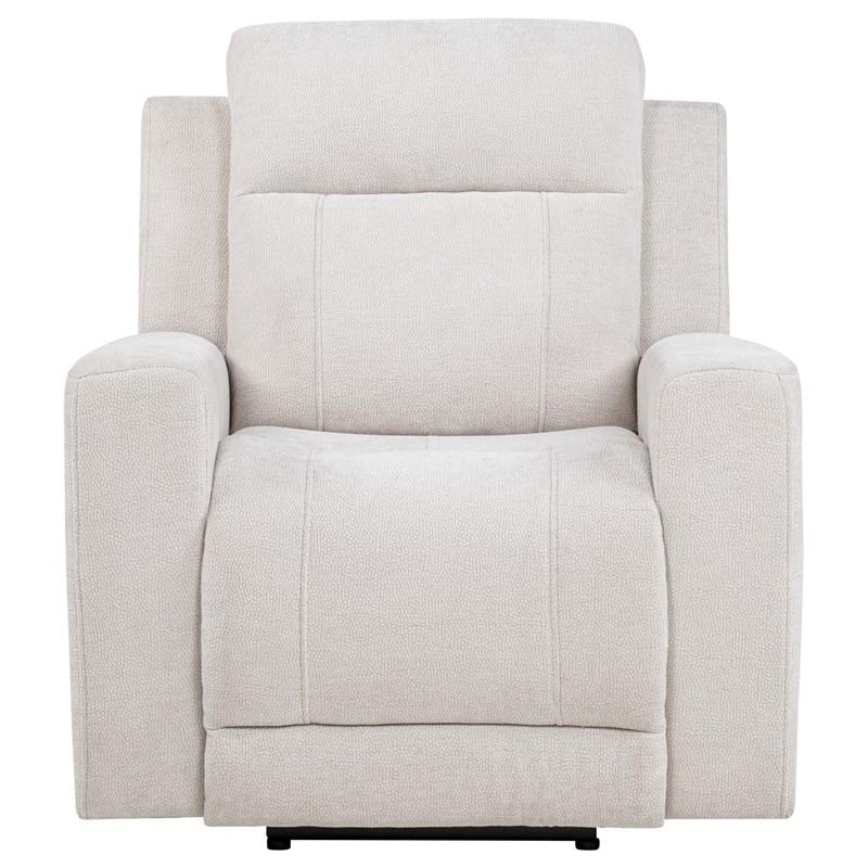 Large Picture of Coaster Furniture Kennett 610153P Chenille Upholstered Power Recliner Chair - Ivory