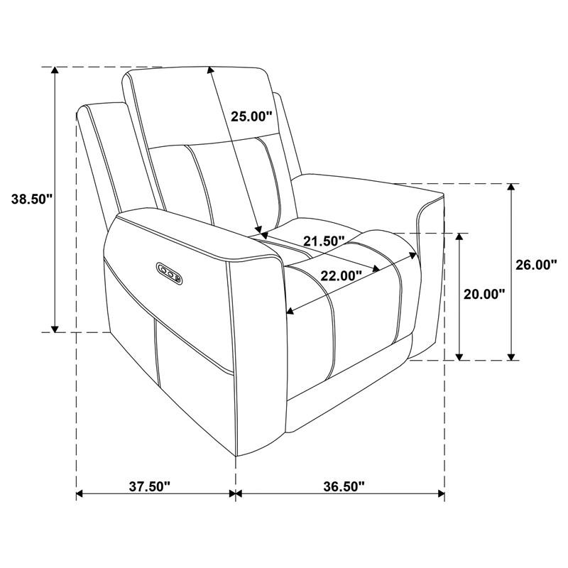 Large Picture of Coaster Furniture Kennett 610153P Chenille Upholstered Power Recliner Chair - Ivory