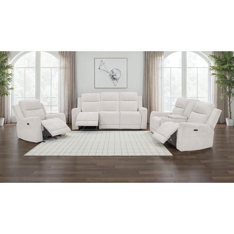 Large Picture of Coaster Furniture Kennett 610153P Chenille Upholstered Power Recliner Chair - Ivory