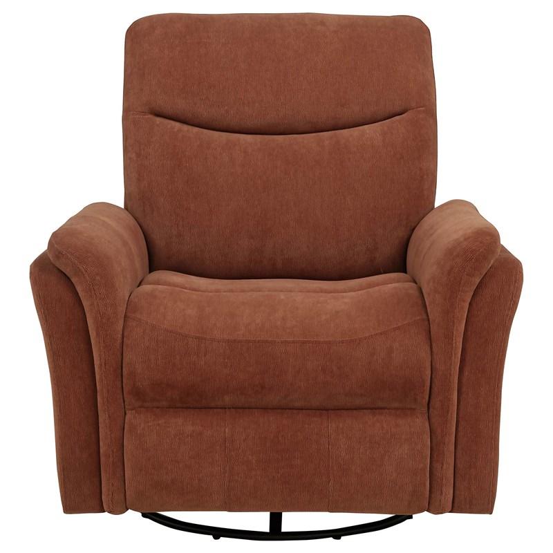 Large Picture of Coaster Furniture Adler 610433P Upholstered Power Swivel Glider Recliner - Rust