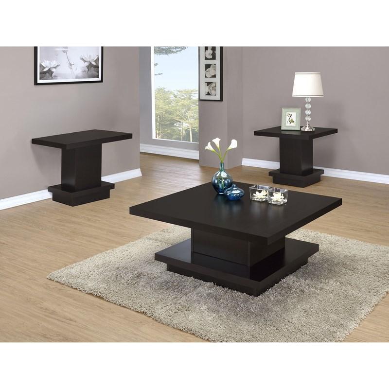Large Picture of Coaster Furniture Reston 705168-S3 3-piece Square Coffee and End Table Set - Cappuccino