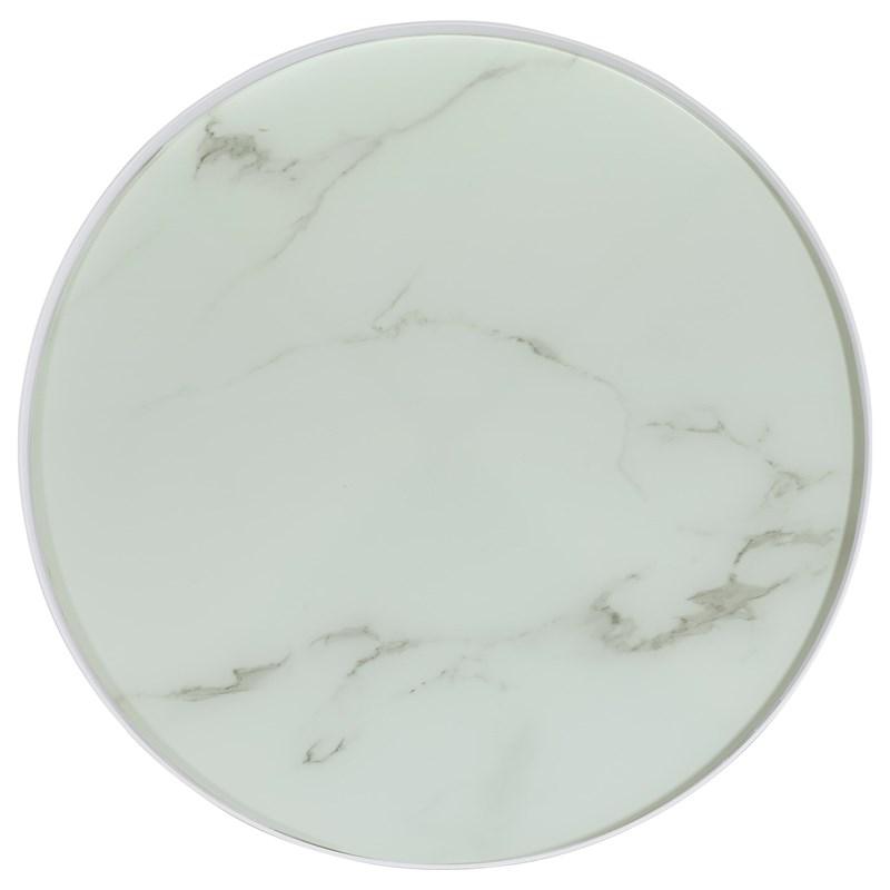 Large Picture of Coaster Furniture Briggs 706257 Round Marble Printed Glass Top Side Table - White