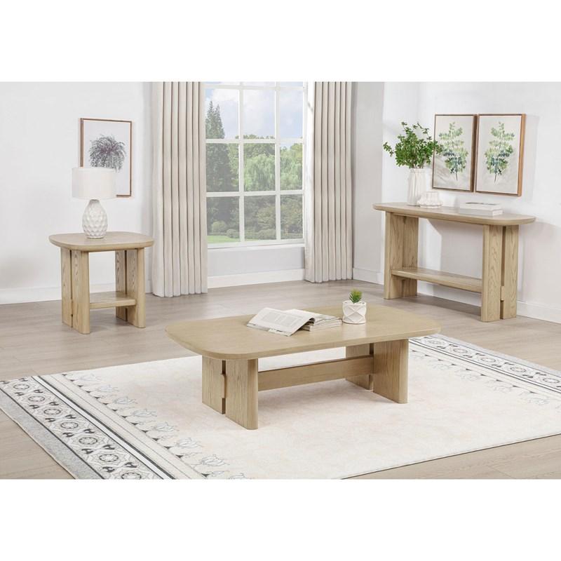Large Picture of Coaster Furniture Kailani 706587 Coastal Square Side Table with Shelf - Beige Oak