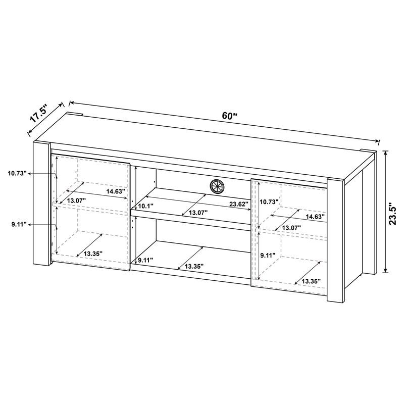 Large Picture of Coaster Furniture Laurelton 708222 60-inch 2-door TV Stand Media Console - Light Oak