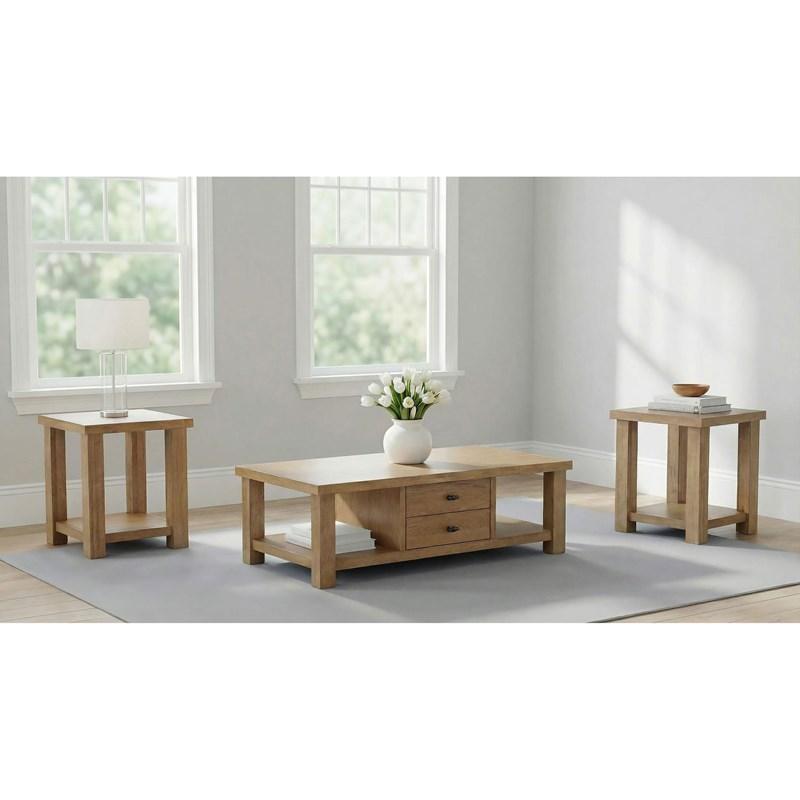 Coaster Furniture Beasley 723328-S3 3-Piece Wood Coffee Table Set - Golden Oak