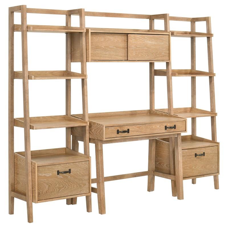 Coaster Furniture Fabian 802041-SET 4-piece Computer Desk and Bookshelf Set  - Distressed Light Brown