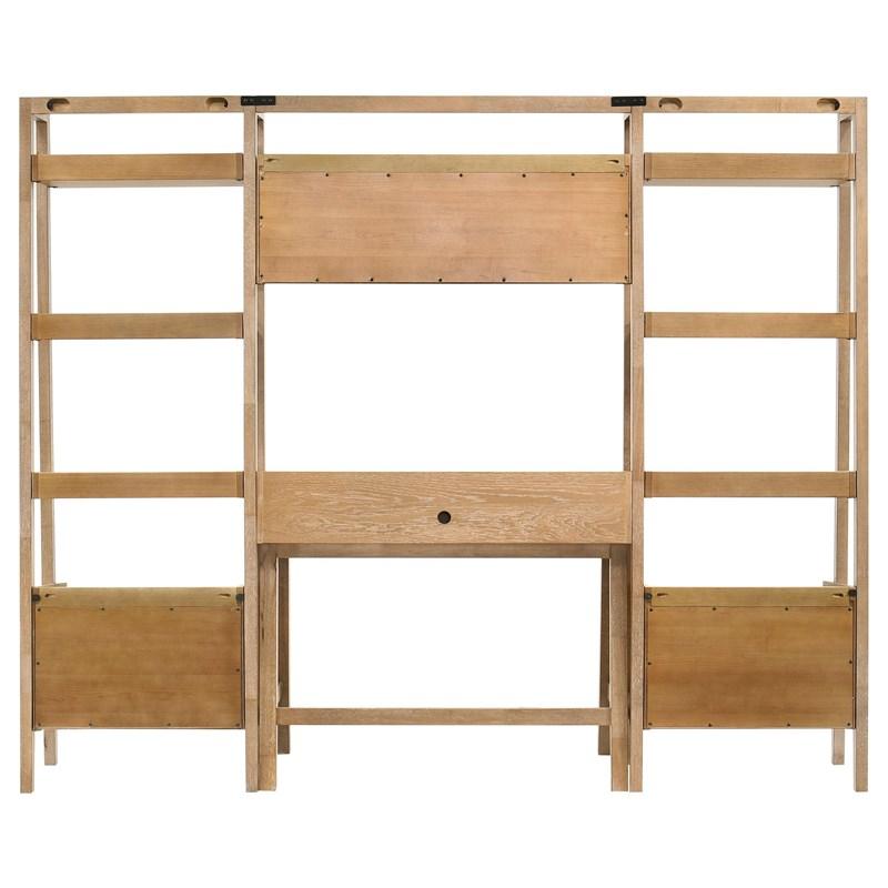 Large Picture of Coaster Furniture Fabian 802041-SET 4-piece Computer Desk and Bookshelf Set  - Distressed Light Brown