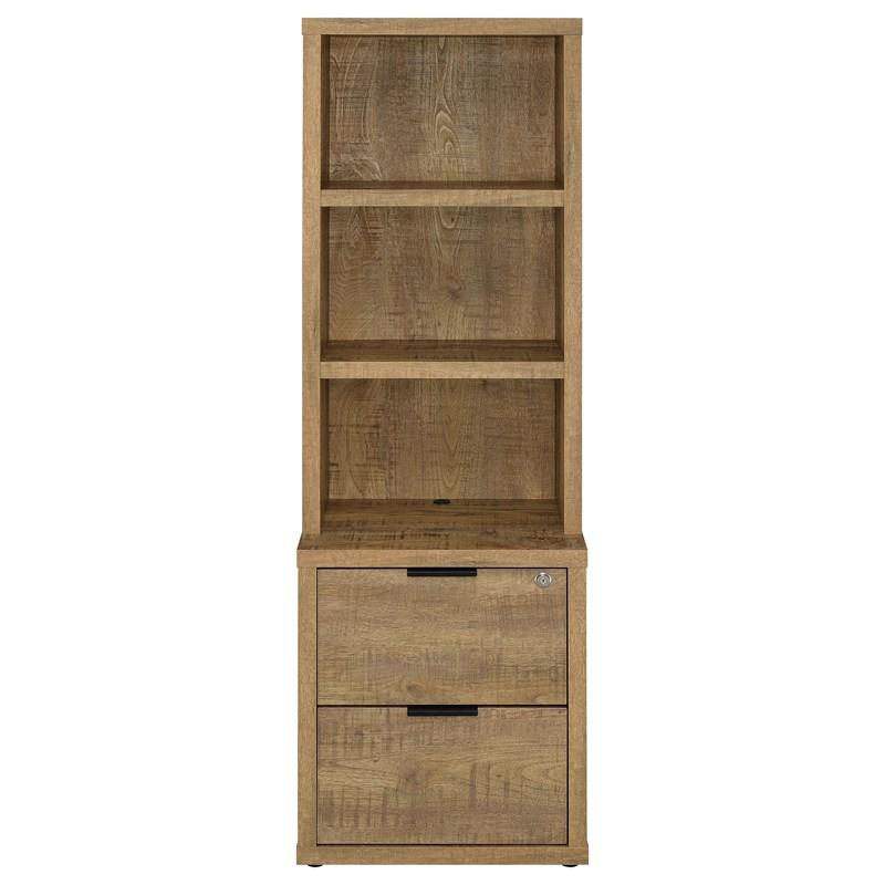 Large Picture of Coaster Furniture Westpark 802693 3-shelf Bookcase USB and Lockable Drawer - Mango