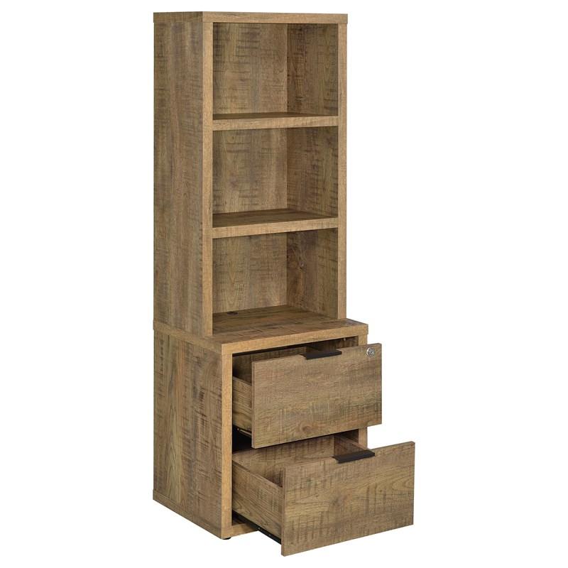 Large Picture of Coaster Furniture Westpark 802693 3-shelf Bookcase USB and Lockable Drawer - Mango