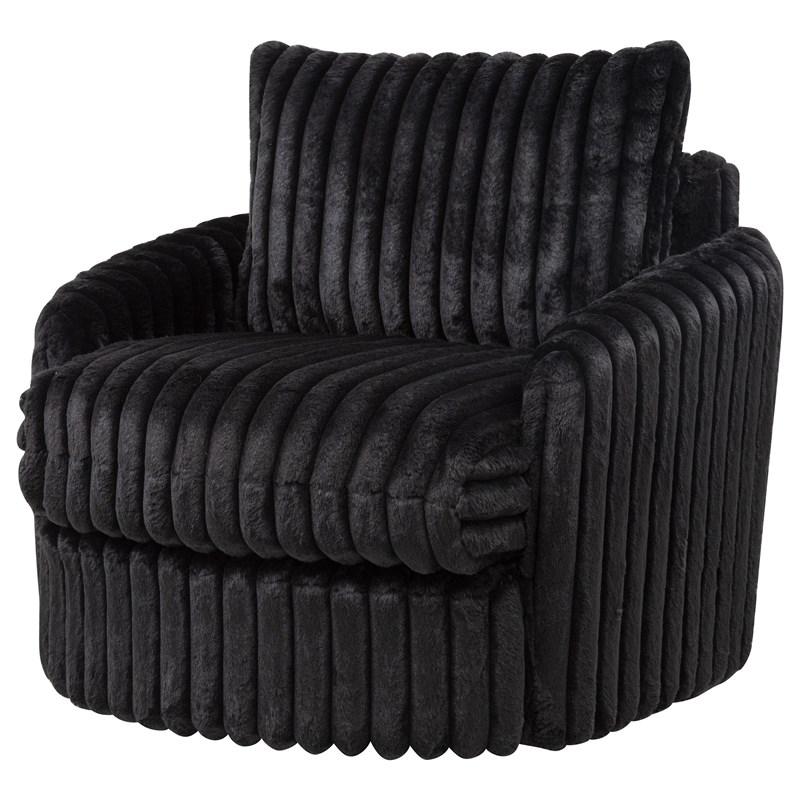 Coaster Furniture Sarco 902542 Corduroy Upholstered Swivel Accent Arm Chair - Black